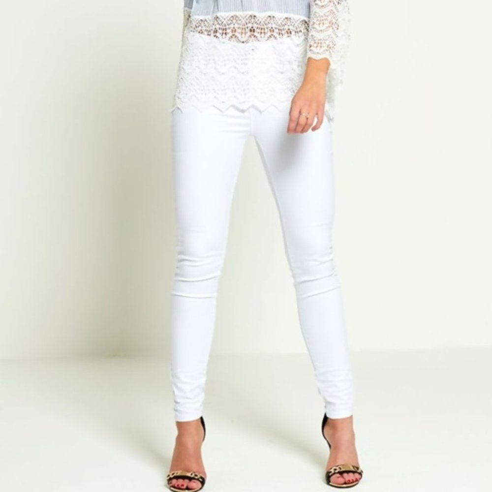 NWT Lands End Womens Mid Rise Straight Leg White Jeans 12 32/33W $80 KK194